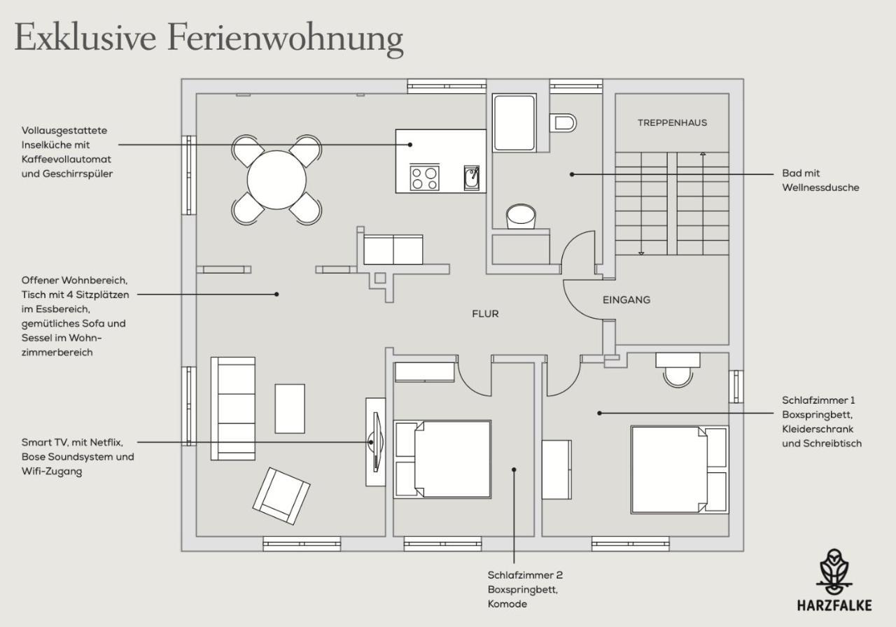 Harzfalke Apartment - Ankommen Und Wohlfuehlen. Wieda المظهر الخارجي الصورة